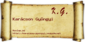 Karácson Gyöngyi névjegykártya