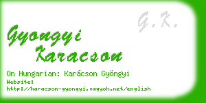 gyongyi karacson business card