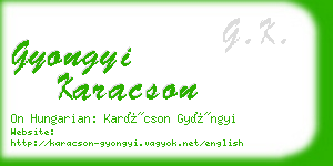 gyongyi karacson business card